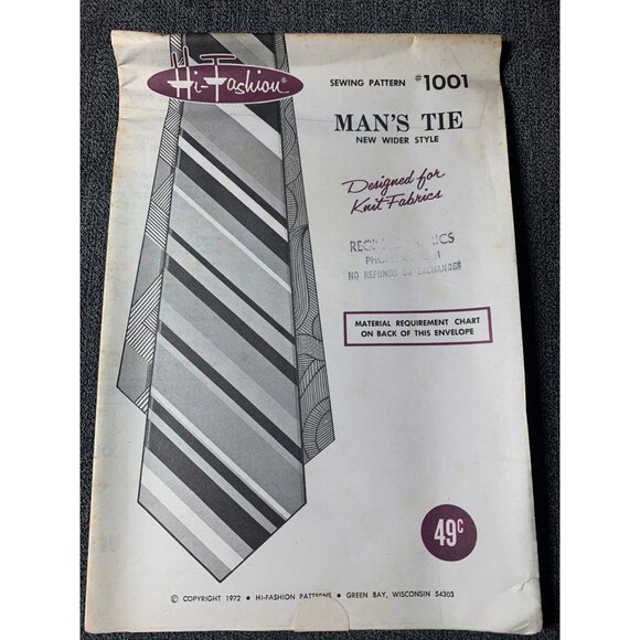 Kwik Sew Mens Tie Sewing Pattern 1001 - uncut - Picture 7 of 10
